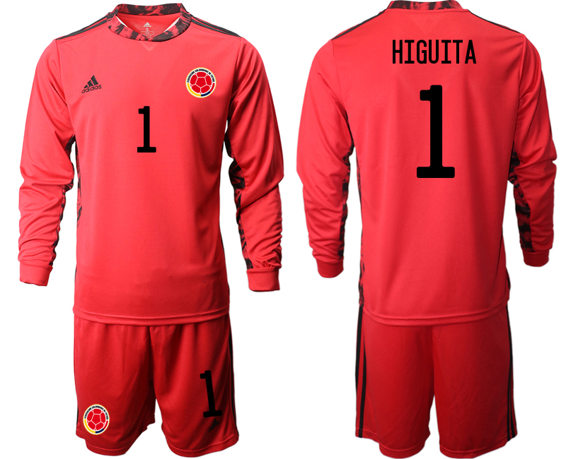 Men 2020-2021 Season National team Colombia goalkeeper Long sleeve red #1 Soccer Jersey1->colombia jersey->Soccer Country Jersey